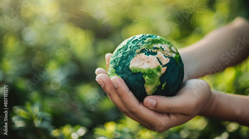 Person Holding Earth in Hands | Celebrate Earth Day | Embrace Sustainable Development | Save the Planet | Stock Image for Environmental Awareness and Conservation