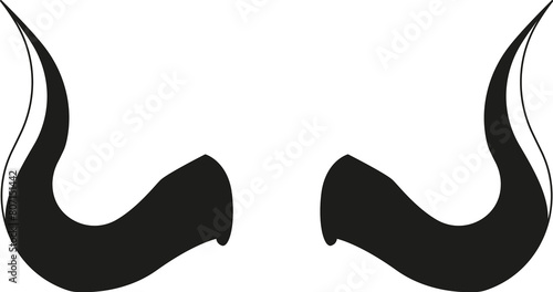 Horn silhouettes. Black pairs of animal antlers different shapes, wildlife hunting trophy elements, horned mammal decoration. Vector isolated set © Shani Awan