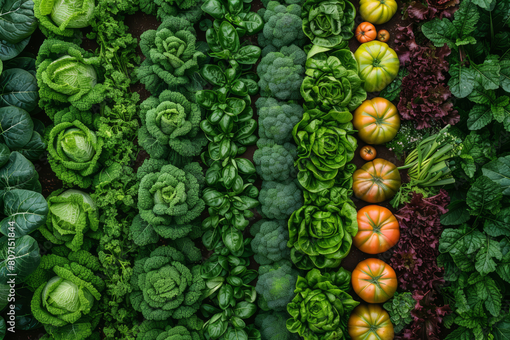 Aerial view of an organic farm practicing crop rotation with diverse plants. AI generated. Aerial view of an organic farm practicing crop rotation with diverse plants. AI generated.