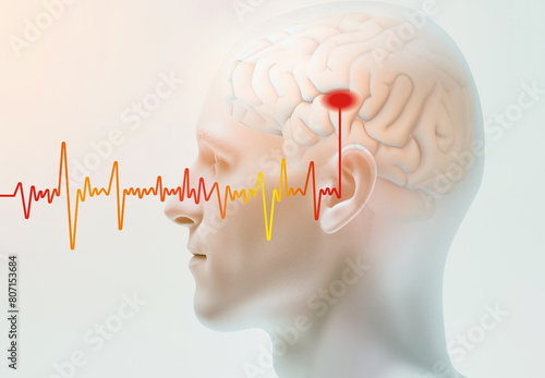 Tinnitus, sound waves, auditory sense, illustration photo