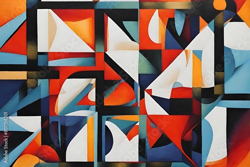 abstract painting, colorful background with shapes