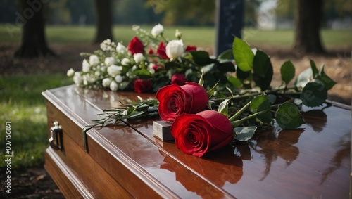 flowers on the coffin