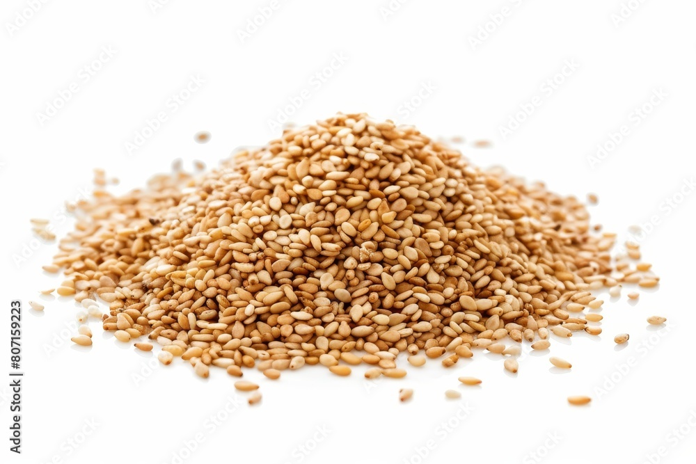 Sesame seeds on white surface Sesame seeds on white surface