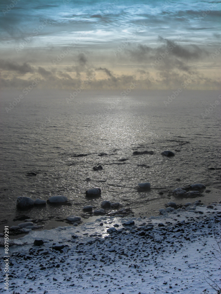 Sea Smoke on Lake Superior in January, Grand Marais Minnesota, Highway 61 Sea Smoke on Lake Superior in January, Grand Marais Minnesota, Highway 61