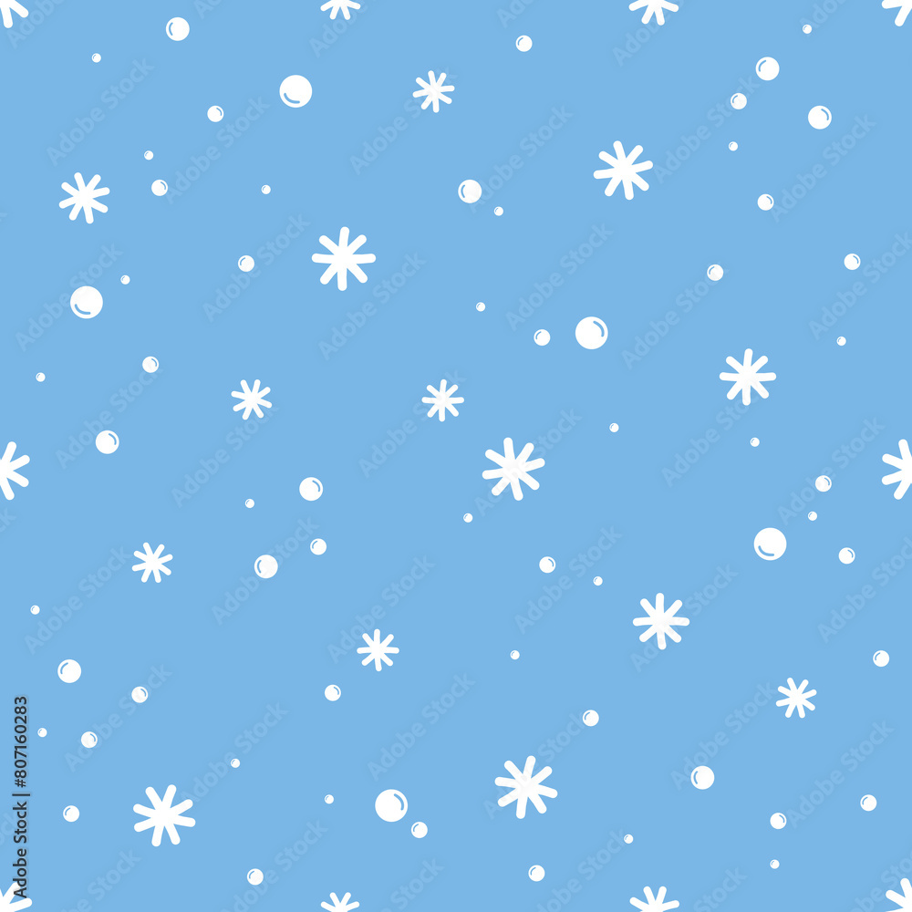Seamless pattern with snowflakes on blue sky background vector. Seamless pattern with snowflakes on blue sky background vector.