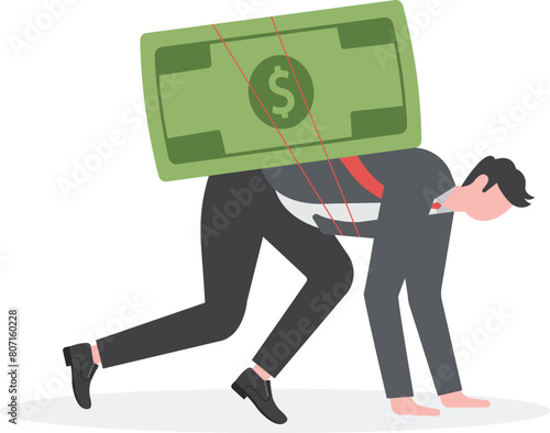 financially ready. Businessman start running against banknotes

