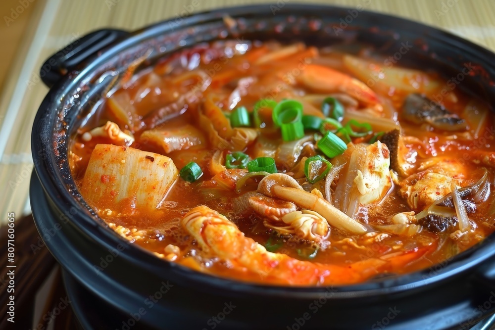 Spicy Korean hot pot with kimchi Spicy Korean hot pot with kimchi
