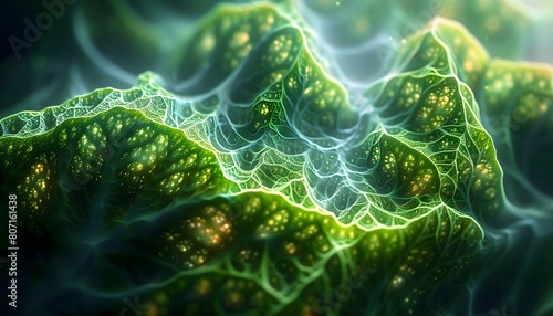 A dynamic scene illustrating process of photosynthesis plant cells, most fundamental processes, essential for life on Earth, education, biology 