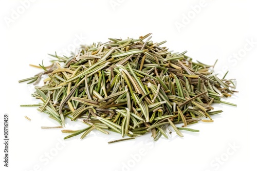 Stack of dried rosemary on white background