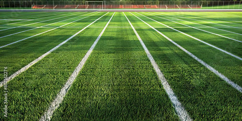 Outdoor Sports Field Floor: Showing markings for sports like soccer, football, or track and field, along with bleachers or seating areas