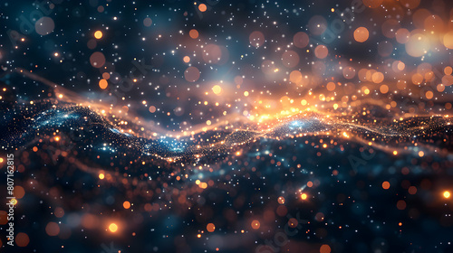 Photo Realistic Node Nebula: Network Nodes Floating in Digital Abstract Cosmos