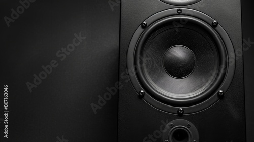 Black and white image of an audio speaker