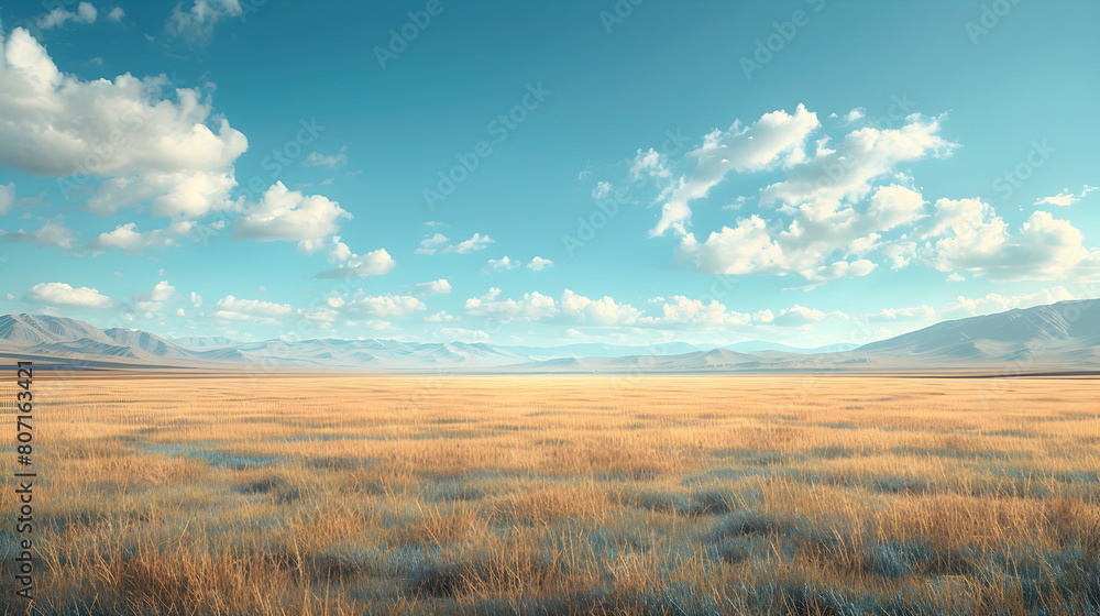 Digital Simplicity: Photo-Realistic Pixelated Plains Vista Concept in Adobe Stock Photo
