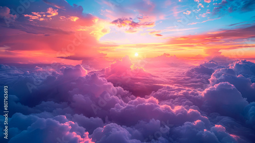 A beautiful sunset over a sea of clouds