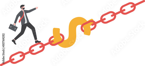 Manage funding sources. Businessman manages the financial chain

