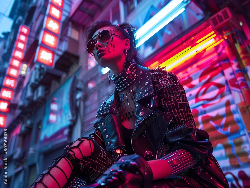 Infuse the edgy atmosphere of a Dystopian Cyberpunk City into the Scifi Fashion Show through unexpected camera angles Zoom in on sleek Infuse the edgy atmosphere of a Dystopian Cyberpunk City into the Scifi Fashion Show through unexpected camera angles Zoom in on sleek