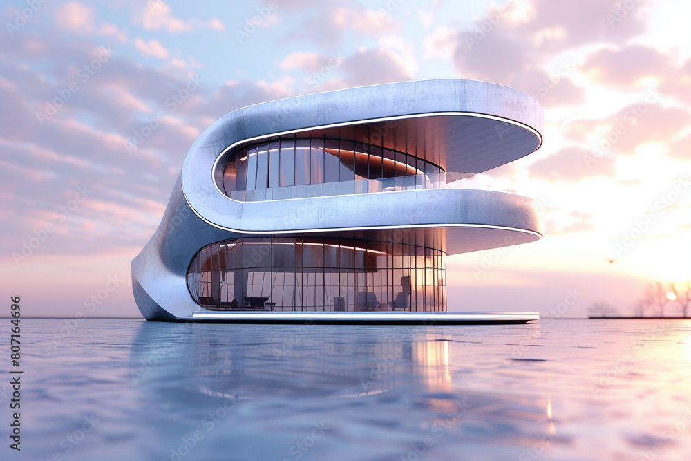 Unique and modern house design with amazing view on the lake. Unique and modern house design with amazing view on the lake.