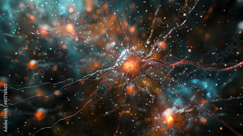 Photo realistic Synaptic Storm: A digital deluge of synaptic connections in an abstract space photo