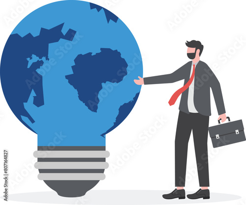 Learning around the world. Businessmen with wold idea,

