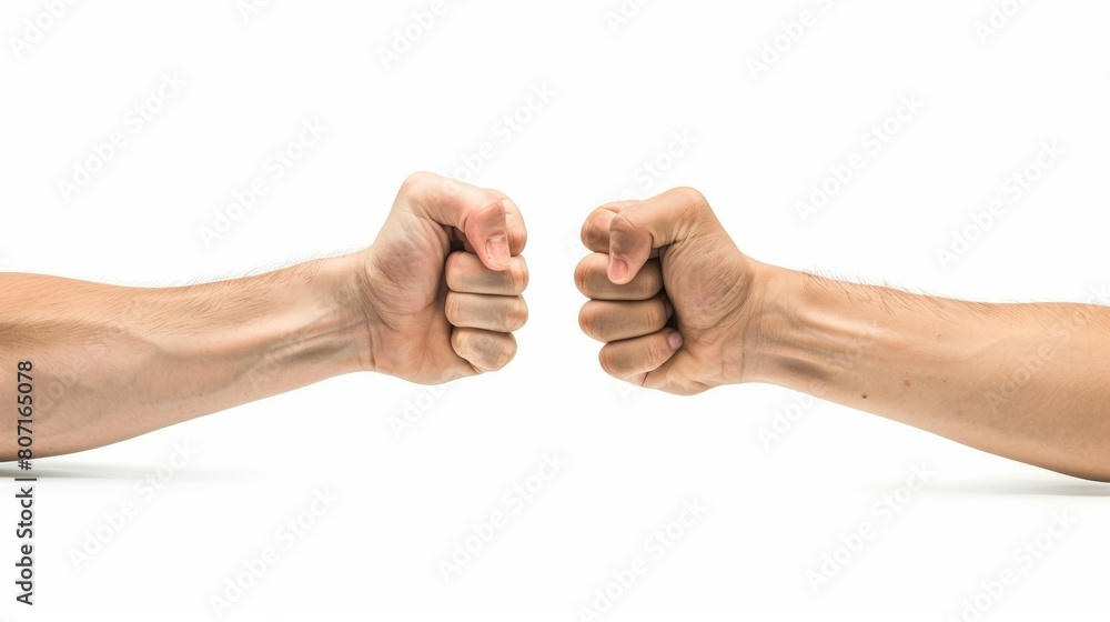 An arm wrestling match between two rivals. Image is isolated on white. An arm wrestling match between two rivals. Image is isolated on white.