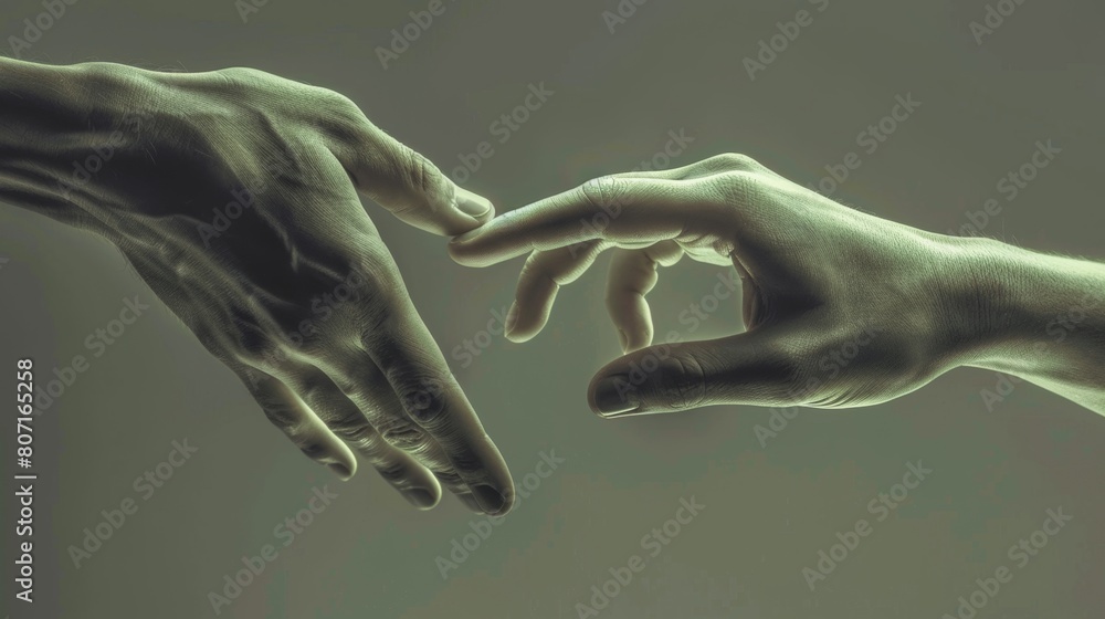 An isolated and toned image of a hand manipulating the mind of another.