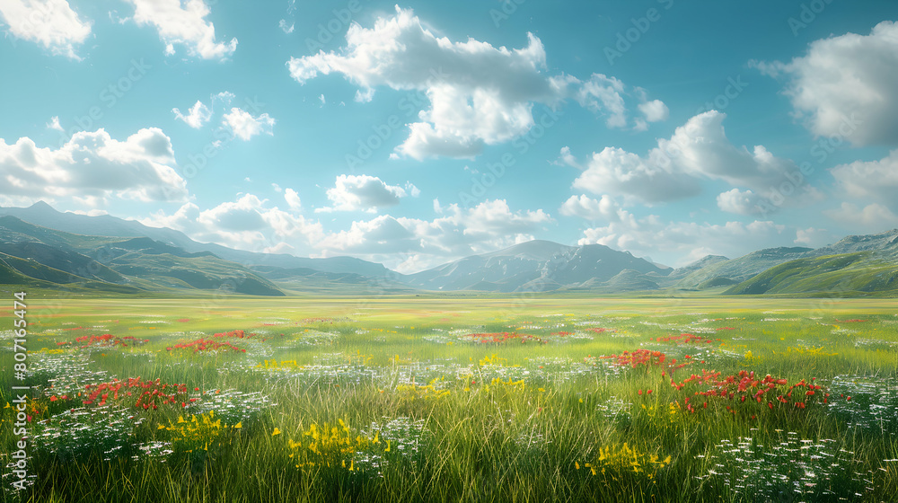 Digital Abstract Ecosystem: Photo Realistic Virtual Plains in a Virtual World Concept - Stock Photo