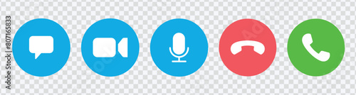 "Dynamic video call icon set for virtual communication."