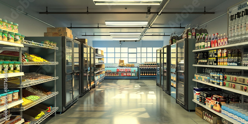 Food Storage Area Floor: Featuring walk-in refrigerators, freezers, dry storage shelves, and staff organizing and rotating stock