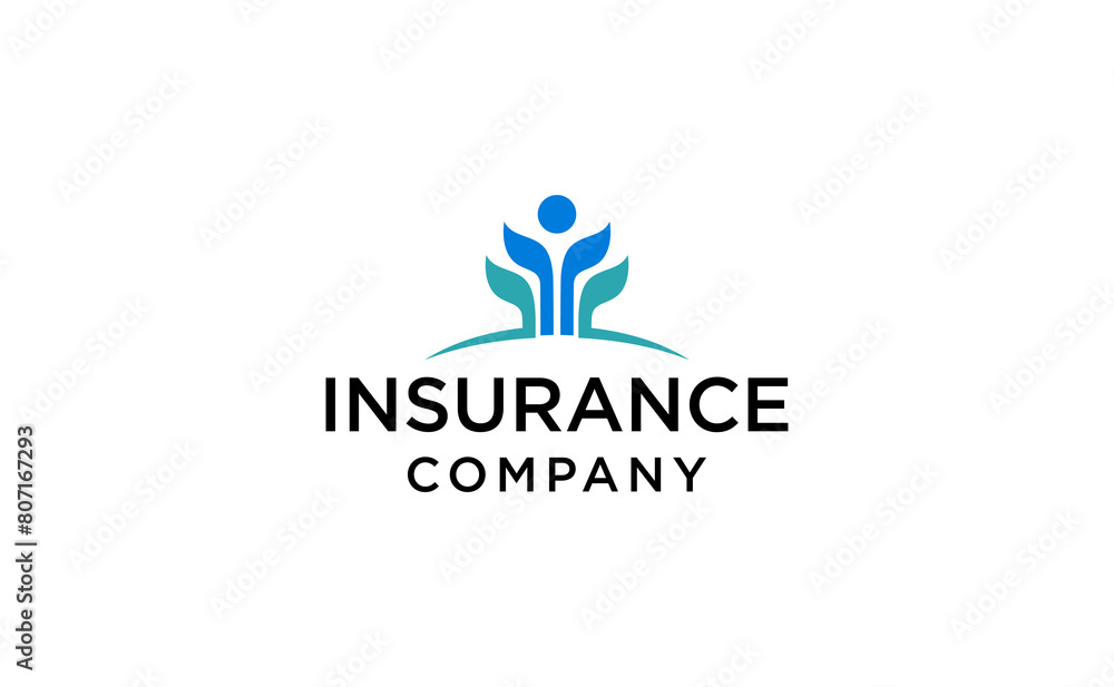insurance life logo design abstract growth person vector template