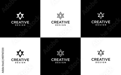 Letter av va logo design with initial gold luxury  vector
