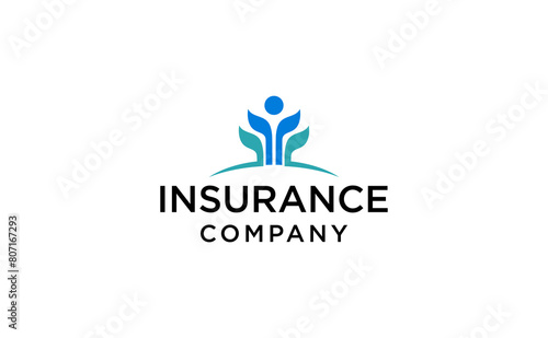 insurance life logo design abstract growth person vector template