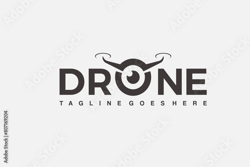 drone logo design usable for drone service and accessories labels, badges and design elements. Vector Illustration