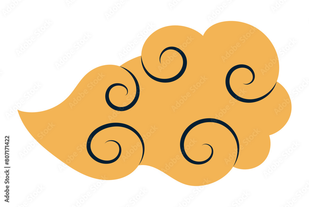 Fluffy rounded cloud flat hand drawn illustration. Dragon Boat Festival, Mid Autumn Festival, Lunar New Year traditional clip art, card, banner, poster element. Asian style design, isolated vector. Fluffy rounded cloud flat hand drawn illustration. Dragon Boat Festival, Mid Autumn Festival, Lunar New Year traditional clip art, card, banner, poster element. Asian style design, isolated vector.