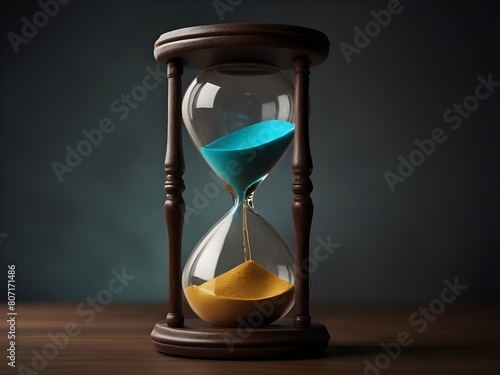 Hourglass, time is running, don't waste time, symbolizes that time passes quickly, background 