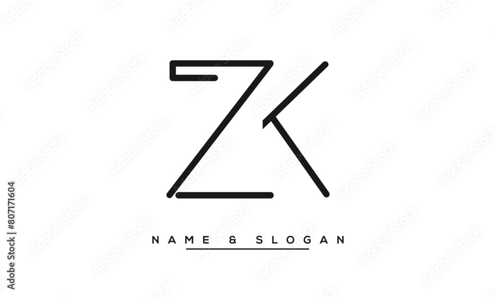 ZK, KZ, Z, K Abstract Letters Logo Monogram ZK, KZ, Z, K Abstract Letters Logo Monogram