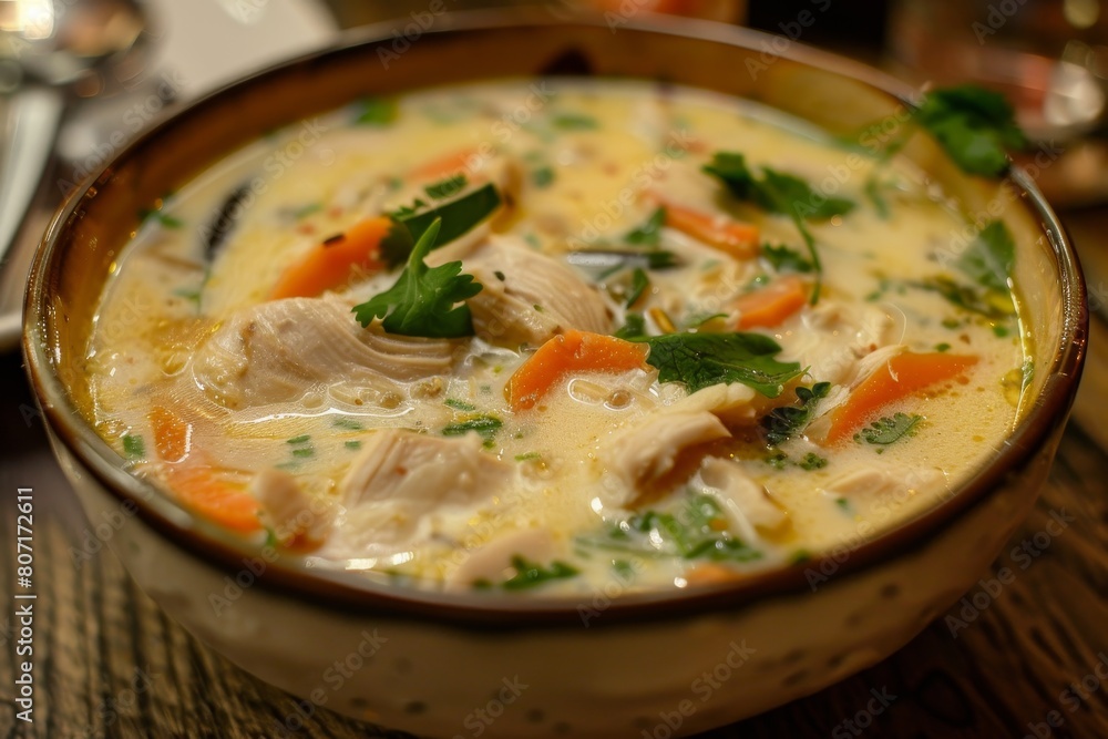 Thai soup with chicken coconut milk