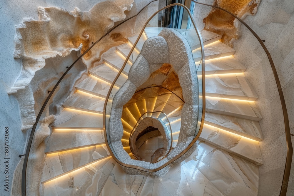 golden ratio nacre natural stone spiral staircase
