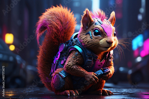 Neon rabbit illustration in the future