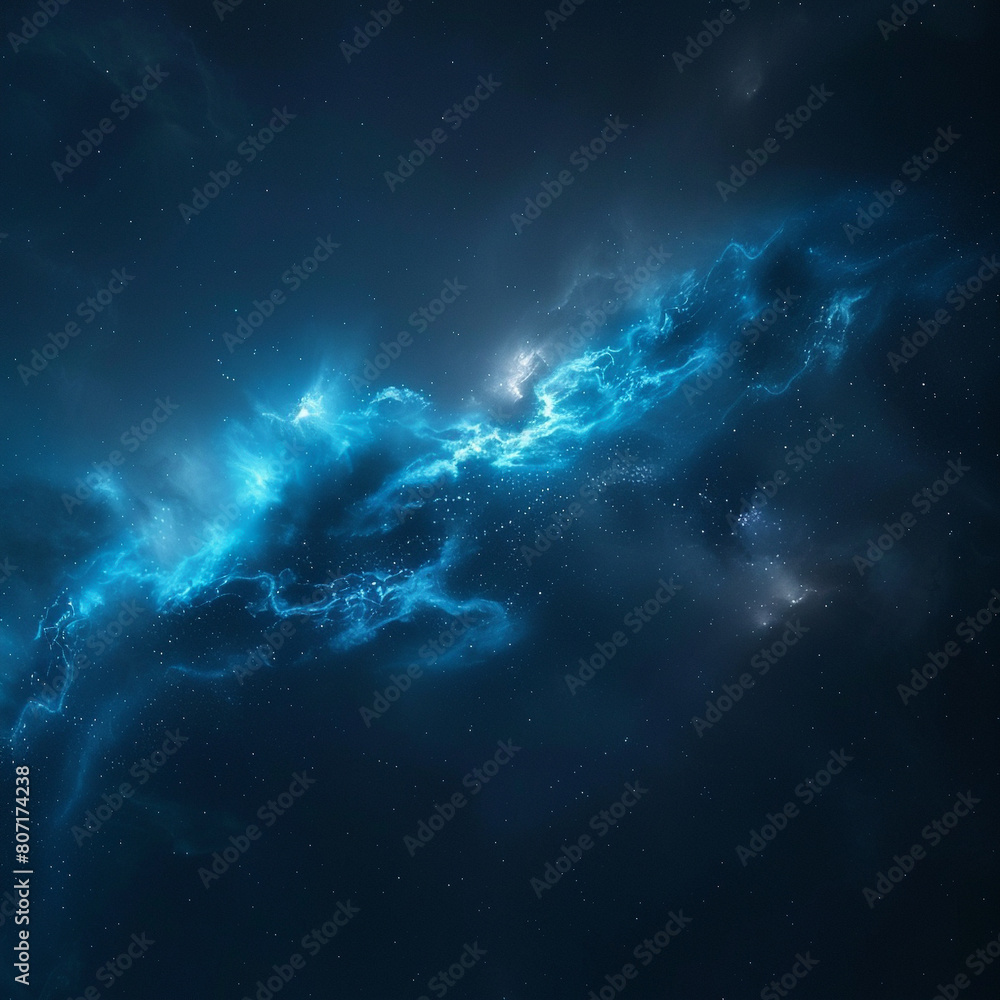 Fototapeta premium An ethereal cosmic ribbon unfurls across the vastness of space, aglow with the haunting brilliance of celestial energies, weaving through the dark tapestry of the universe
