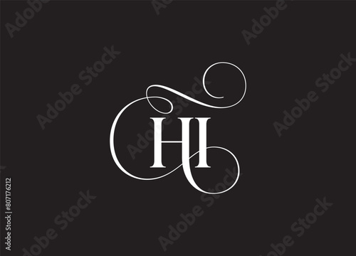 HI latter ligature typography logo design template