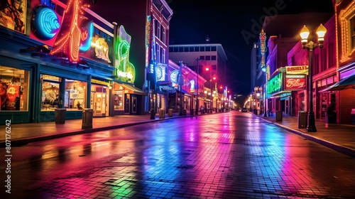 Main street of Las Vegas at night. photo