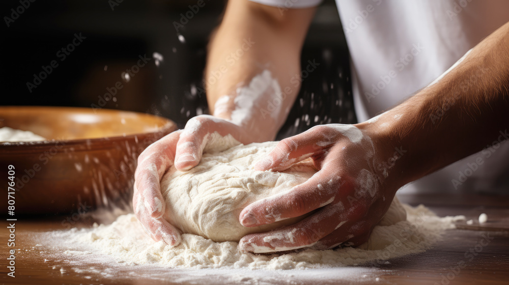 generated illustration of bakers hands kneading dough for artisan bread generated illustration of bakers hands kneading dough for artisan bread