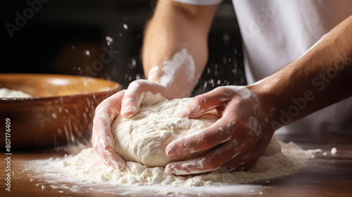 generated illustration of bakers hands kneading dough for artisan bread