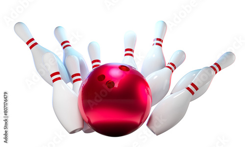 Photos Striking bowling concept with ball and pins