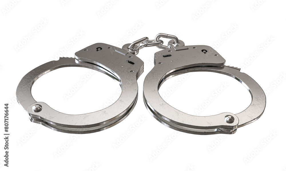 Open metal handcuffs on transparent background Open metal handcuffs on transparent background