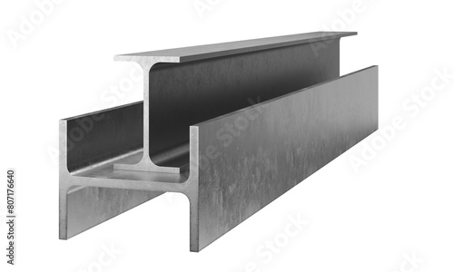 Steel i-beam on transparent background