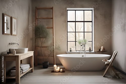 bathroom with bathtub  bathroom interior design  Elegant Scandinavian and minimalistic 