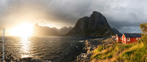 Obraz na plátně Summer day in Hamnøy, Lofoten, Norway