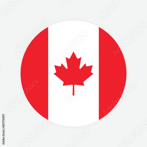 Canada national flag. Canada Round flag.

