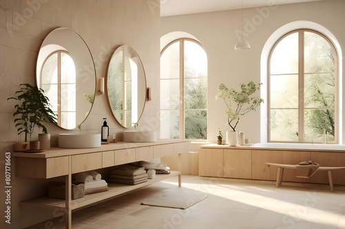 interior of a modern bathroom, bathroom interior design, Elegant Scandinavian and minimalistic 